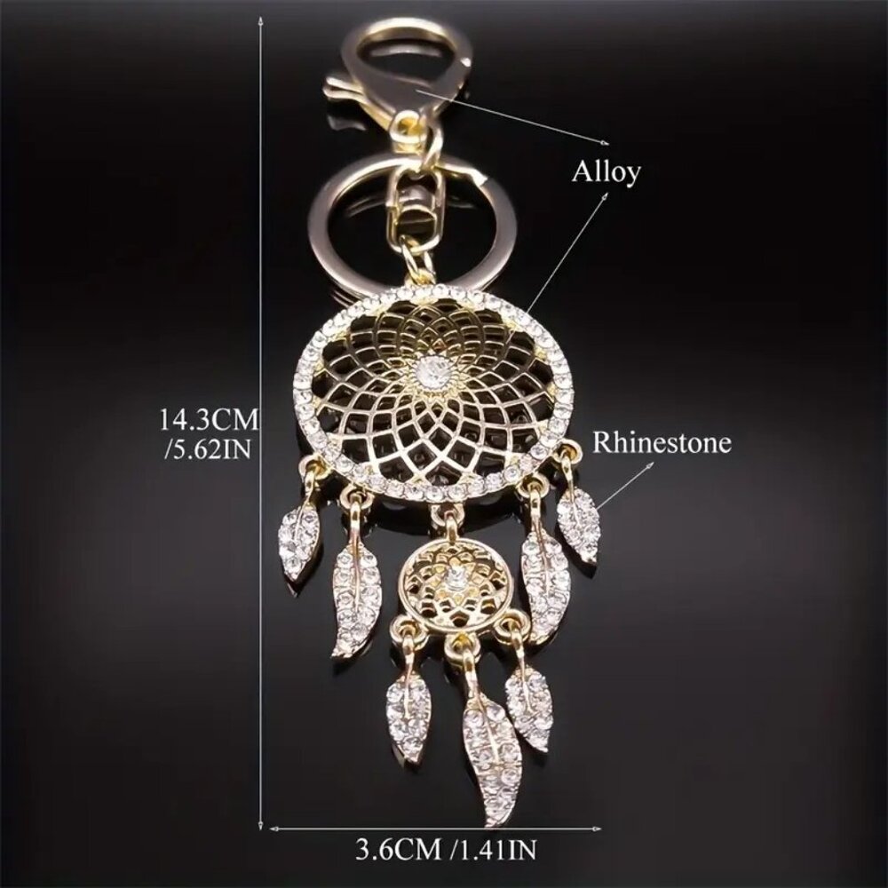 New Version Rhinestone Multi Color Dream Catcher Bag Charm Keychain - Picture 2 of 2